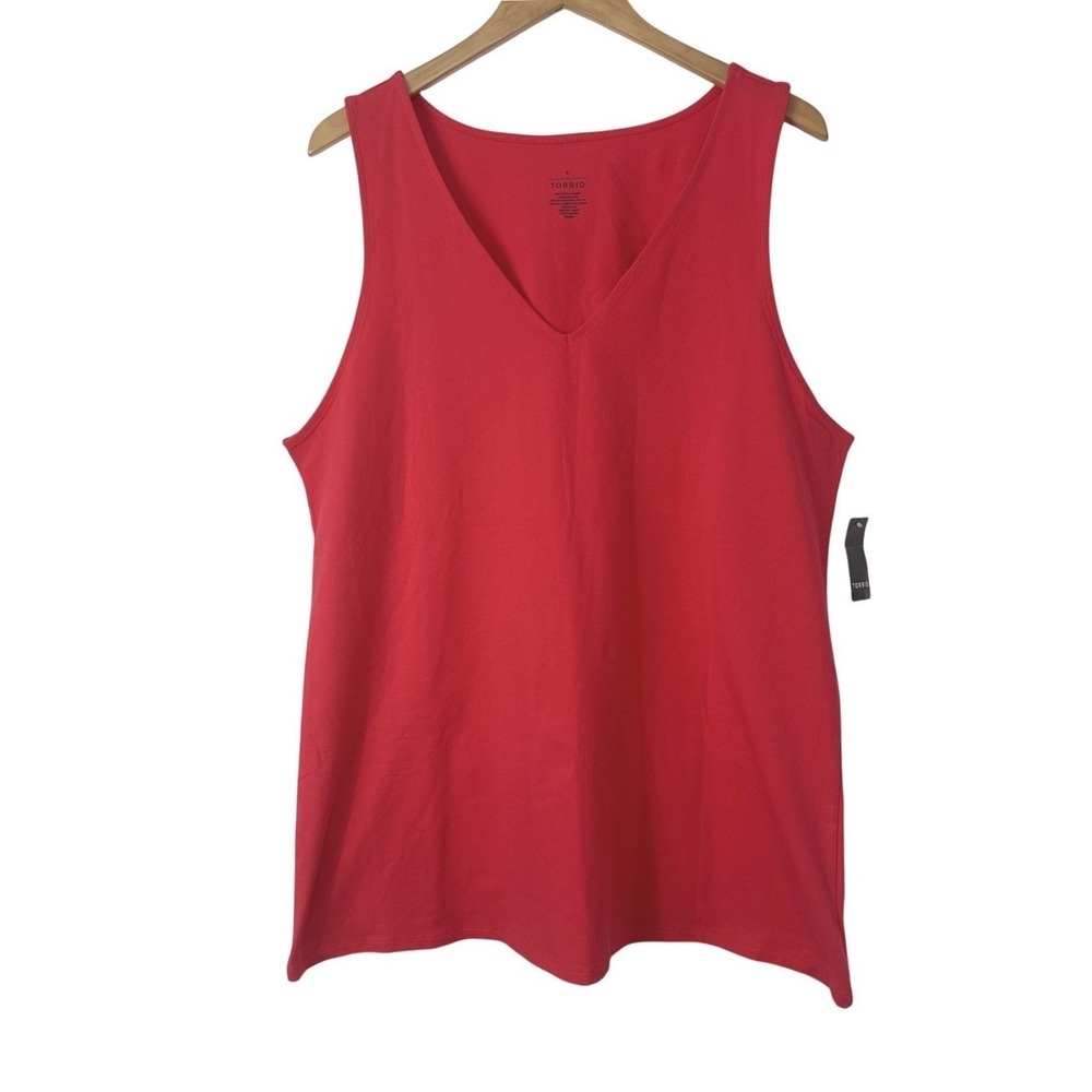 Torrid Sleeveless Tank Womens 4X Coral Teaberry V Neck Foxy Pullover Colorful
